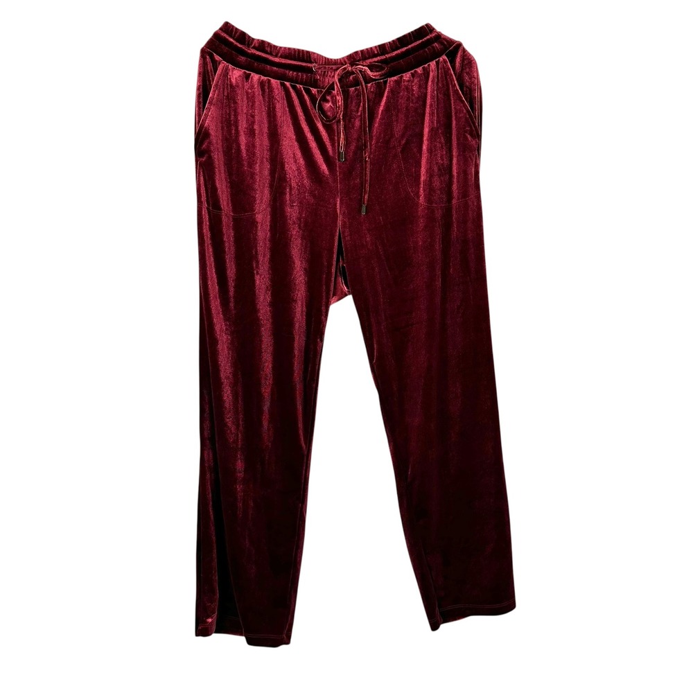 Torrid Velvet Jogger Pants Burgundy Red Size 1 Plus Lounge Soft Stretch Casual